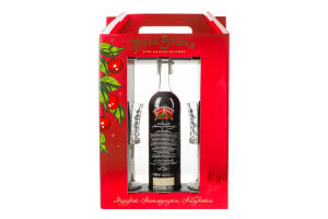 Набір Лікер 0.5л 17.5% + 2 келихи 150мл П'яна Вишня к/у