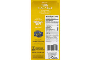 Lundberg Organic Thin Stackers Puffed Grain Cakes Brown Rice Salt-Free - 24 CT