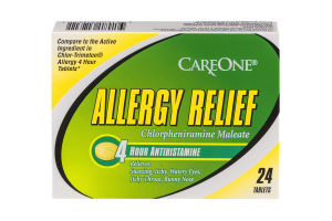 CareOne Allergy Relief 4 Hour Antihistamine Tablets - 24 Ct