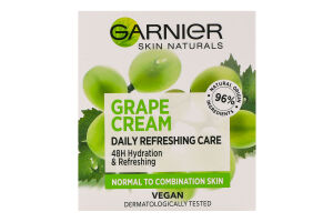 Крем для нормальної та комбінованої шкіри обличчя зволожуючий з екстрактом винограду Skin Naturals Garnier 50мл