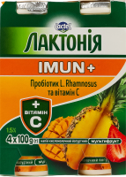 Напій кисломолочний 1.5% йогуртний з наповнювачем Мультифрукт Імун+ Лактонія к/у 4х100г