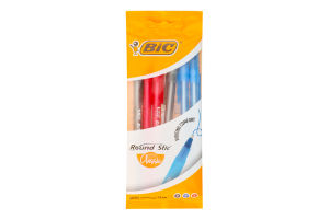 Ручка кулькова чорний синій червоний 1мм Classic Round stic BiC 6шт