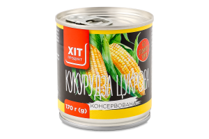Кукурудза цукрова консервована 170г ж/б Хіт Продукт