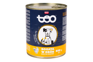 Корм вологий повнораціонний для дорослих собак з домашньою птицею в соусі Teo з/б 850г