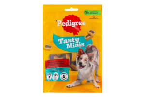 Корм сухой дополнительный для взрослых собак с говядиной и домашней птицей Tasty minis Pedigree д/п 155г
