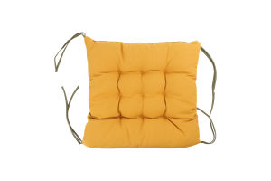 Подушка на стілець Клітинка зелено-гірчична напівпанама з зав"язками 40*40см Homeline