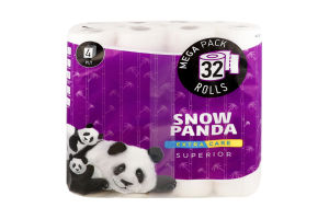 Папір туалетний 4-х шаровий Superior Extra Care Snow Panda 32шт