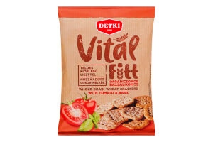 Крекери цільнозернові пшеничні з помідорами та базиліком без додавання цукру Vital Fitt Detki м/у 100г