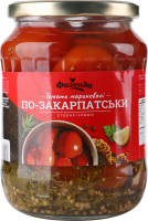 Томаты красные маринованные стерилизованные По-закарпатски Фазенда с/б 660г