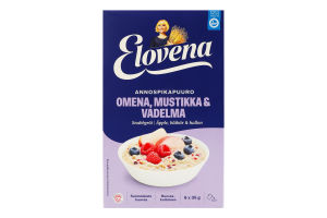 Каша-хвилинка вівсяна Яблуко, чорниця та малина Elovena к/у 6х35г