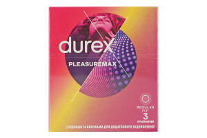 Презервативи латексні з ребрами та крапками з силіконовою змазкою Pleasuremax Durex 3шт