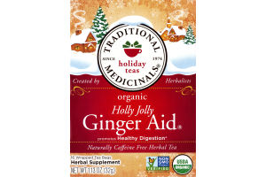 Traditional Medicinals Holiday Tea Bags Organic Holly Jolly Ginger Aid - 16 CT