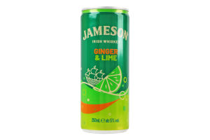 Напій слабоалкогольний газований Jameson Ginger & Lime, 5.0%, 0.25 л, (12)