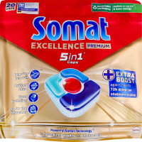Средство для мытья посуды в посудомоечных машинах в форме капсул 5в1 Excellence Premium Somat 20шт