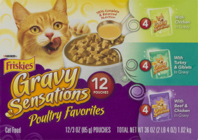 Purina Friskies Gravy Sensations Cat Food Poultry Favorites Pouches Variety Pack - 12 CT
