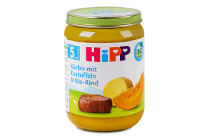 Пюре мясо-овощное для детей от 5мес Тыква и картофель с говядиной Hipp с/б 190г