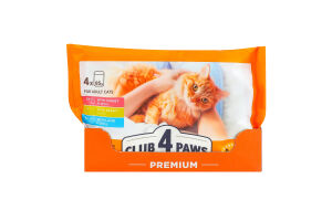 Корм консервований для стерилізованих котів З індичкою + З кроликом + З ягням Premium Club 4 Paws м/у 4x0.085кг