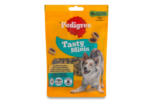 Корм сухий додатковий для дорослих собак з яловичиною та сиром Tasty minis Pedigree д/п 140г