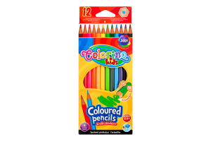 Олівці кольорові шестигранні 12кольорів Колоріно