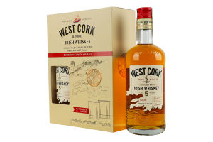 Набір Віскі Bourbon Cask 40% 0,7л+Келих 2шт коробка West Cork
