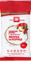 Серветки вологі Еврогруп 15 шт. з ароматом Яблука-Кориці