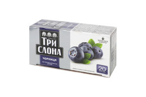 Чай чорний байховий дрібний Чорниця Три слона к/у 20х1.5г