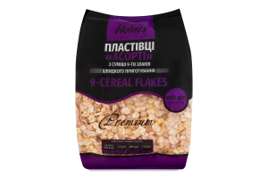 Хлопья быстрого приготовления из смеси 9-ти злаков Ассорти Premium Holm's м/у 400г