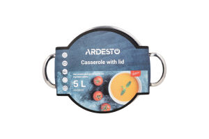 Каструля Gemini Liguria 5л нержавіюча сталь з скляною кришкою Ardesтo