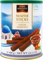 Трубочки вафельні з какао та лісовим горіхом 400г Файні Бісквітс