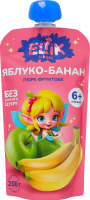 Пюре фруктовое для детей от 6мес гомогенизированное стерилизованное без сахара Яблоко-банан Elfik Magic д/п 200г