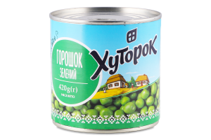 Горошок зелений стерилізований Хуторок 1с з/б 420г