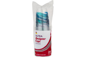 Ahold Ultra Designer Cups Clear Plastic - 24 CT