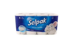 Папір туалетний 3-х шаровий Super Soft Selpak 8шт