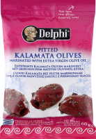 Оливки без косточек маринованные в оливковом масле первого прессования экстра-класса Каламата Delphi м/у 60г