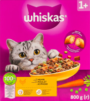 Корм сухой полнорационный для взрослых котов С курицей Whiskas к/у 800г