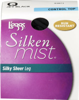 L'eggs Silken Mist Silky Sheer Leg Control Top Run Resistant Jet Black Q