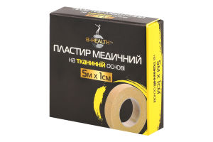 Пластырь медицинский на тканевой основе катушечный 5мх1см B-health 1шт