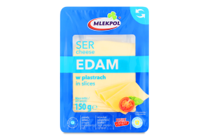 Сир Mlekpol Едам нарізка 45% кор/мол