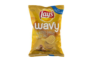 Lay's Wavy Roasted Garlic & Sea Salt Potato Chips