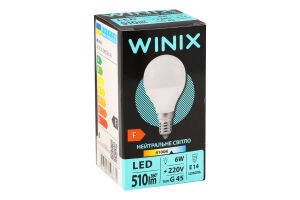 Лампа нейтральный свет G45 6W E14 4100K LED Winix 1шт