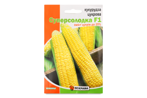 Насіння Кукурудза цукрова Суперсолодка F1 10г Яскрава
