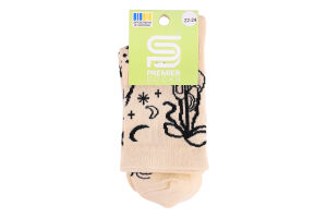 Шкарпетки підліткові Premier socks високі "Світло в темн" р.22-24 св.беж арт.5172