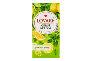 Бленд чаю трав'яного та зеленого байхового дрібного з ароматом лимона Citrus melissa Lovare к/у 24х1.5г