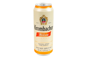 Пиво 0.5л 5.3% світле пшеничне нефільтроване пастеризоване Weizen Krombacher пл
