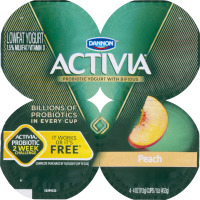 Dannon Activia Lowfat Probiotic Yogurt with Bifidus Peach - 4 PK