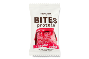 Цукерка в чорному шоколаді Raspberry coco Protein bites Healthy Choice м/у 14.5г