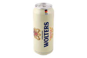 Пиво 0.5л 5.3% світле пшеничне нефільтроване непастеризоване Weizen Wolters з/б