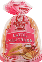 Батон половинка в нарізці Молочний Славний хліб м/у 250г