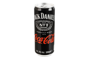 Напій слабоалкогольний 330мл 5% сильногазований Tennessee Whiskey Jack Daniel's&Coca-Cola з/б