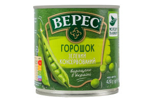 Горошок зелений мозкових сортів консервований стерилізований Верес в/с з/б 420г